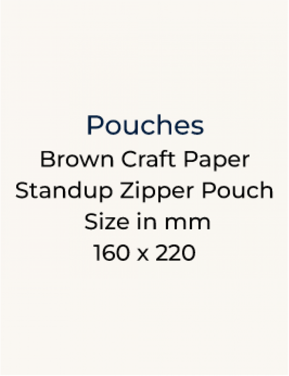 Brown Craft Paper Standup Zipper Pouch - 160 x 220mm