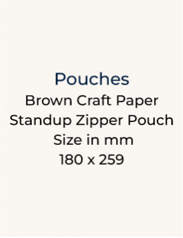 Brown Craft Paper Standup Zipper Pouch - 180 x 259mm