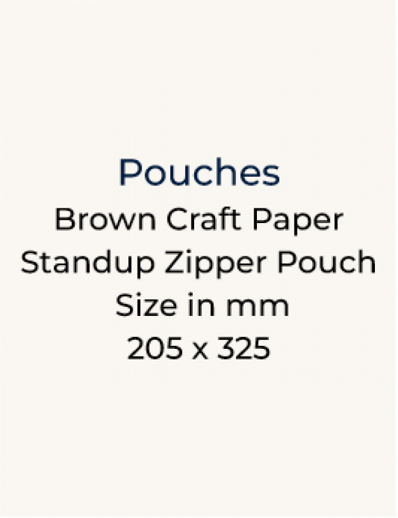 Brown Craft Paper Standup Zipper Pouch - 205 x 325mm