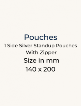 One Side Silver Standup Zipper Pouch - 140 x 200mm